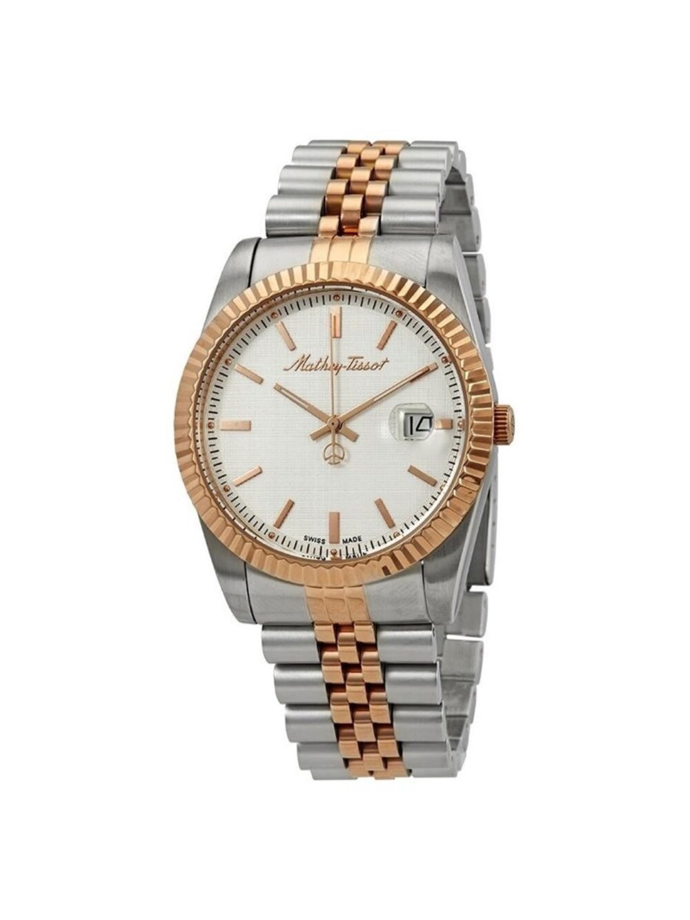 NWT Mathey-Tissot Mathey III Quartz White Dial Two-tone Men's Watch